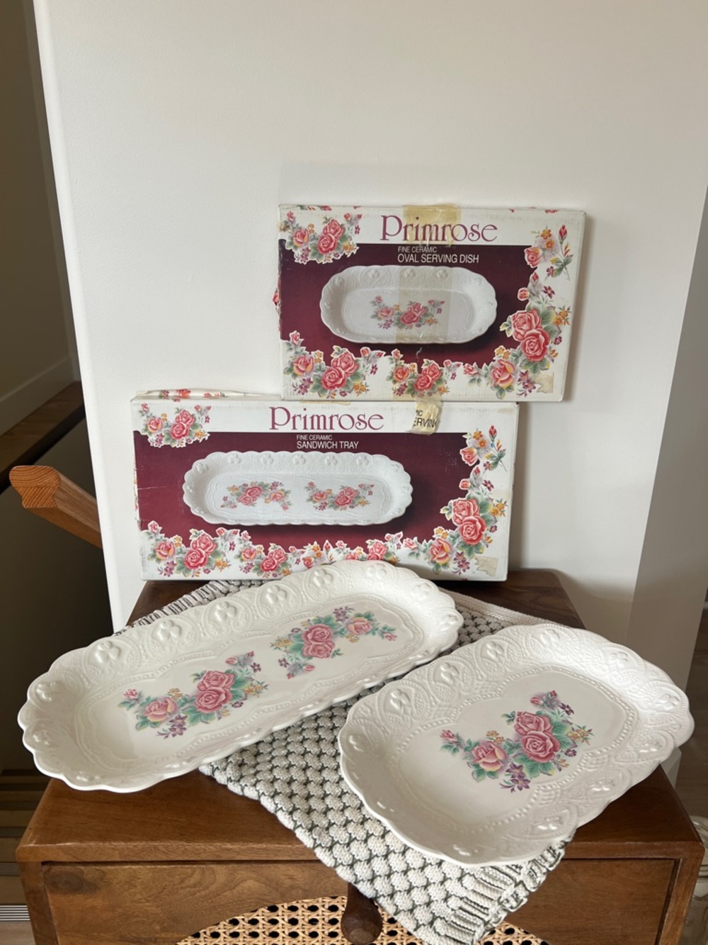Vintage Hanagen Japan "Primrose" Ceramic Serving Set (Set of 2)